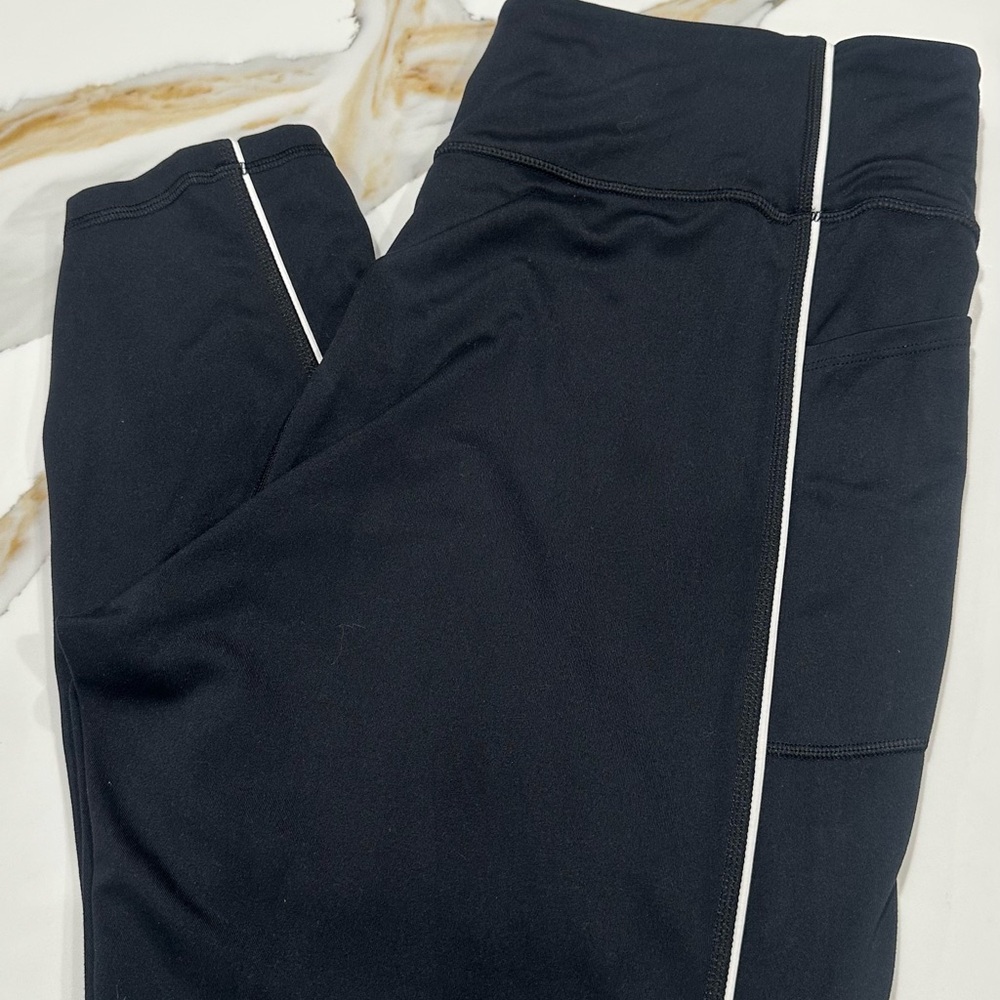 Victoria's Secret Black Leggings with White Side Stripe